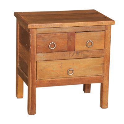 Wooden Three Drawer Dresser With Ring Shaped Handles