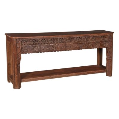 Hand Carved Large Wooden Console Table