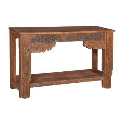 Wooden Console Table With Intricate Carvings