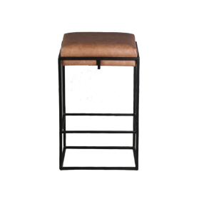 New York 17" Backless Counter Stool in Cognac Top-Grain Leather