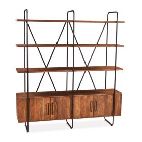 Verbania 75" Acacia Wood Bookshelf Pecan Brown