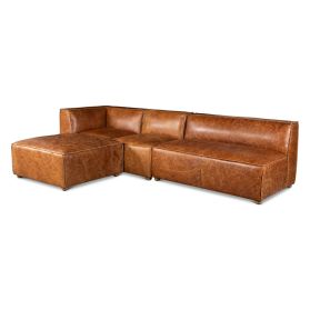 Portofino Loft 112" Sectional Sofa in Cocoa Brown Leather