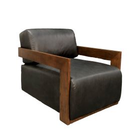 Maison Harper Accent Chair in Charme Black Leather