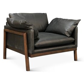 Maison Norah Accent Chair in Charme Black Leather