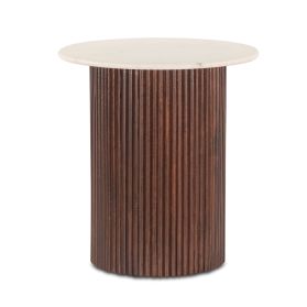 Amalfi 22" Side Table in Mango Wood with White Marble