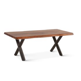 Brisbane 46" Coffee Table in Natural Sheesham Wood and Iron