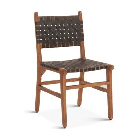 Chesapeake 19" Dining Chair in Nutmeg and Black Leather