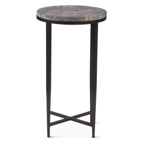 Calico 14" Side Table in Grey Septarian with Iron Base