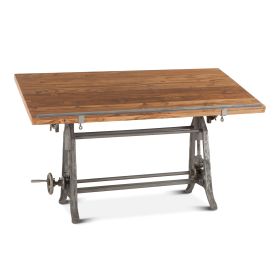 Industrial Loft 62" Adjustable Drafting Desk Natural