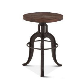 Industrial Teak 16" Adjustable Stool in Natural Reclaimed Wood