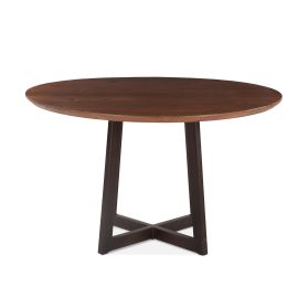 Mozambique 48" Round Dining Table in Walnut and Antique Zinc