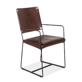 New York 20" Dining Armchair in Chocolate Leather