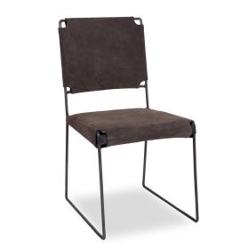 New York 18" Dining Chair in Asphalt Suede and Iron