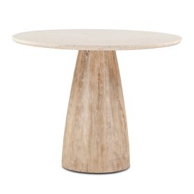 Palm Springs 48"  Gathering Table with White Marble and Whitewash Modern Base