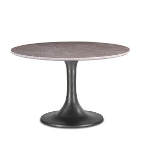 Palm Springs 48" Round Dining Table with Brown Larjaria Marble and Silver Base