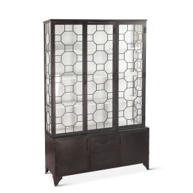 Pompeii 56" Iron and Glass Cabinet in Matte Black