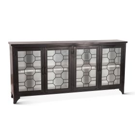 Pompeii 80" Sideboard in Matte Black Iron and Glass