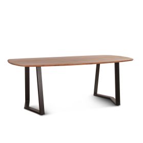 Salerno 82" Dining Table in Natural Acacia Wood and Iron