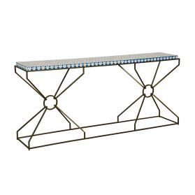 Taara 72" Console Table with Horn Inlay and Brass Base