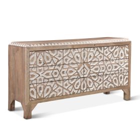 Tangiers 61" Six Drawer Dresser in Carved Natural White