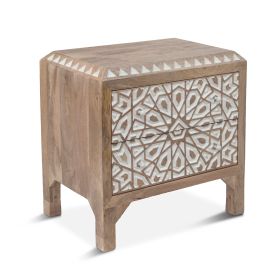 Tangiers 26" Nightstand in Carved Natural White