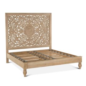 Taj King Bed in Hand Carved Whitewash