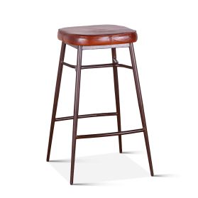 Wellington 19" Backless Bar Stool in Brown Top Grain Leather