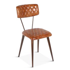 Wellington 17" Dining Chair in Diamond Leather and Iron