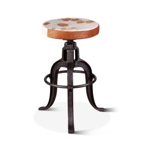 Wellington 13" Adjustable Stool in Brown Hair on Hide