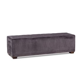 D'Orsay 59" Upholstered Bench in Asphalt Velvet