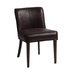 Buddy 20" Dining Chair in Dark Brown Leather with Matte Brown Legs