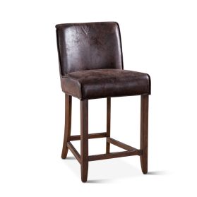 Buddy 20" Counter Chair in Dark Brown Leather with Matte Brown Legs