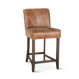 Buddy 20" Counter Chair in Tan Leather with Matte Brown Legs