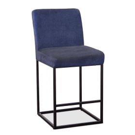 Renegade 20" Upholstered Counter Chair in Navy Linen with Antique Zinc Legs