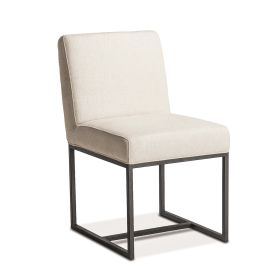 Renegade 20" Upholstered Dining Chair in Off White Linen with Antique Zinc Legs