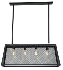 Luminaire Matte Black Four Light Wire Mesh Chandelier