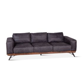 Portofino Mid Century 95" Sofa in Antique Ebony Leather