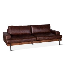 Portofino Industrial 94" Sofa in Geisha Brown Leather