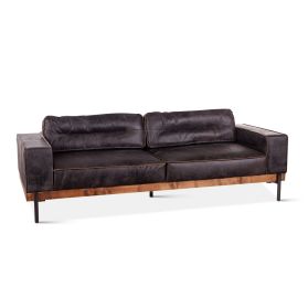 Portofino Modern 95" Sofa in Antique Ebony Leather