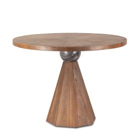 Eiffel 48" Gathering Table in Antique Teakwood and Marble Round