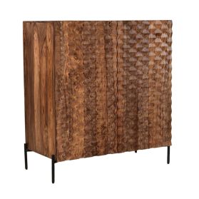 Miles 39" Bar Cabinet in Carved Brownstone