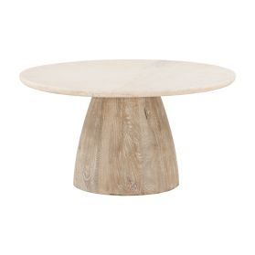 Palm Springs 36" Coffee Table with White Marble and Whitewash Modern Base