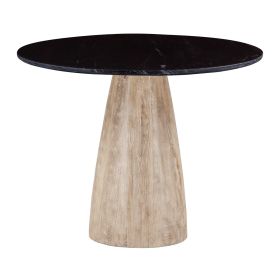 Palm Springs 48" Gathering Table with Black Marble and Whitewash Modern Base