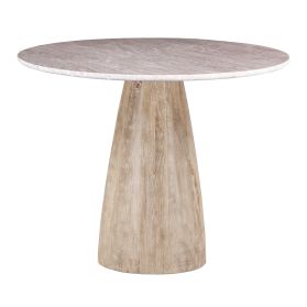 Palm Springs 48" Gathering Table with Brown Lajaria Marble  and Whitewash Modern Base