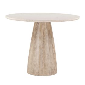 Palm Springs 48" Gathering Table with White Marble and Whitewash Modern Base