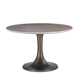 Palm Springs 48" Round Dining Table with Brown Lajaria Marble and Gold Base