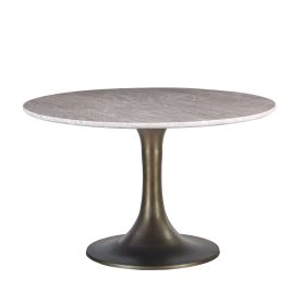 Palm Springs 48" Round Dining Table with Brown Lajaria Marble and Gold Base