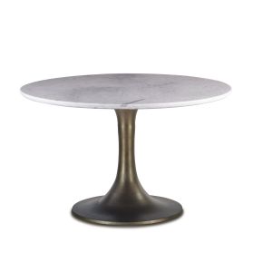 Palm Springs 48" Round Dining Table with White Marble and Gold Base