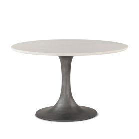 Palm Springs 48" Round Dining Table with White Marble and Silver Base