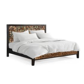 Rio Queen Bed in Carved Multi Color Teakwood